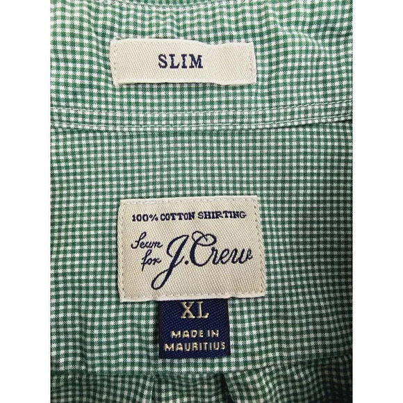 J. Crew Slim Size XL Green White Miniature Check Long Sleeve Button Down Cotton - Picture 4 of 11